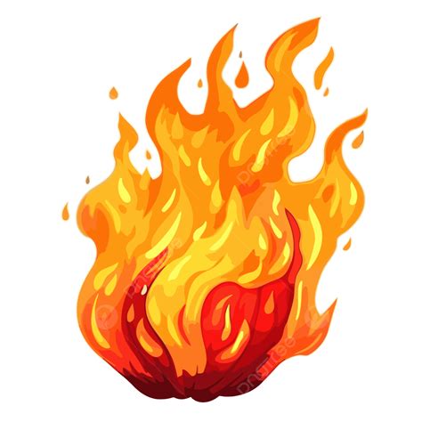 Clipart Api Realistis Oranye Menyala Dengan Api Pada Kartun Latar