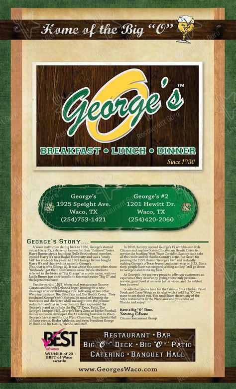 Menu At Georges Restaurant Bar And Catering 2 Waco