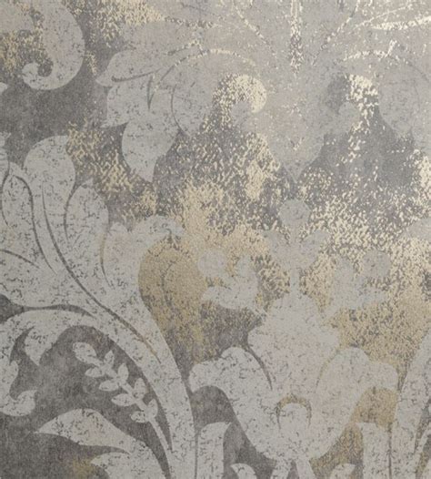 Metallic Damask Wallpaper In Grey By Today Interiors Jane Clayton