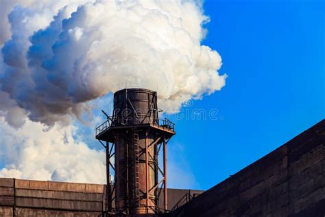 View Of Old Factory With Pipe With Smoke Air Pollution Environmental