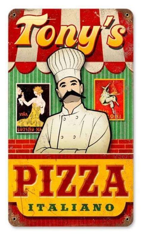 Vintage Pizza Metal Sign Personalized 8 X 14 Inches