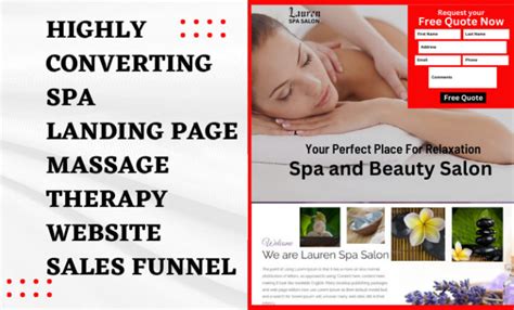 design spa landing page massage therapy website spa leads sales funnel by satisfied leads fiverr