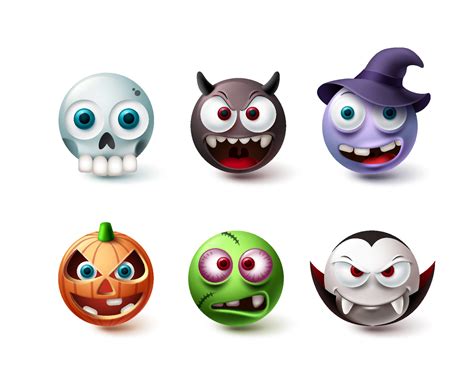 Halloween Emoji Vector Set Emojis Horror Character Mascot Collection