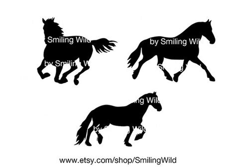 Friesian Horse Svg Clipart Silhouette Vector Graphic Art Etsy