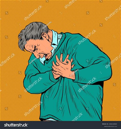 Elderly Man Heart Pain Myocardial Infarction Stock Vector Royalty Free