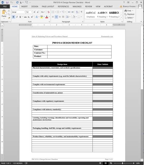 The level of detail in your product specs depends on your what does the user want to achieve? Product Design Review Checklist Template