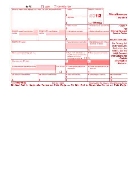 Irs 1099 Misc 2012 Fill And Sign Printable Template Online Us Legal