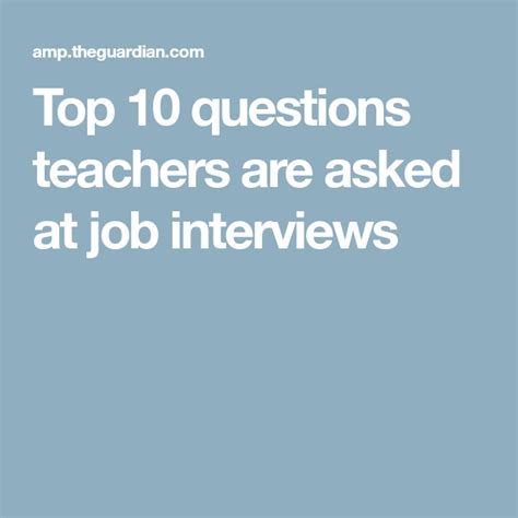 Top 10 Questions Teachers Are Asked At Job Interviews This Or That