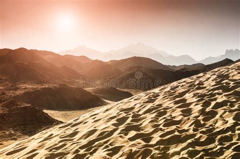 Beautiful Mountains In The Arabian Desert At Sunset Stock Photo Image