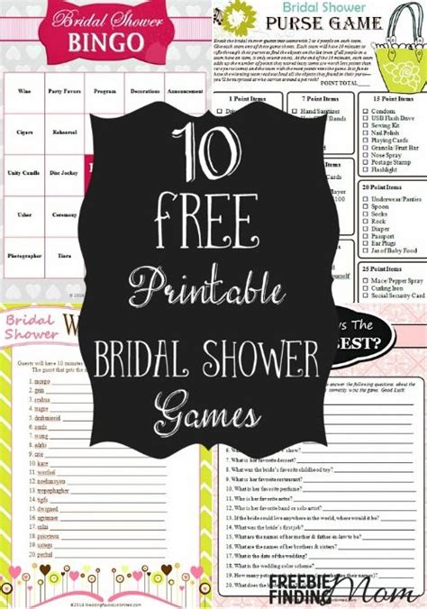 Browse below to choose one of these fun free printable bridal shower games to play at your shower. 10 FREE Printable Bridal Shower Games | Printable bridal ...