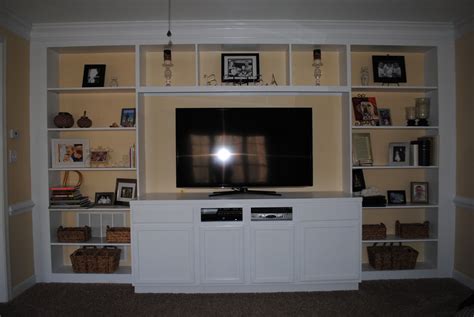 Farmhouse barn door wood fireplace tv stand. How To Build A Built In Entertainment Center With ...
