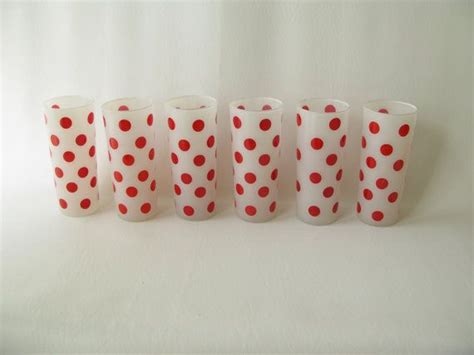 Hazel Atlas Red Polka Dot Tumblers Fire King Frosted Etsy Red Polka