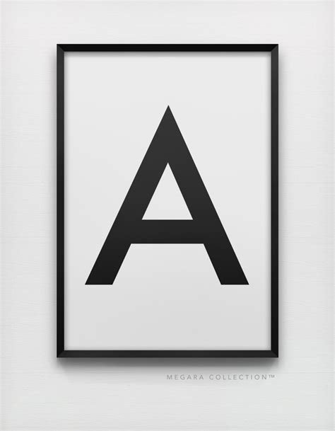 Sans Serif Black Alphabet Letter Single Initial Art Print
