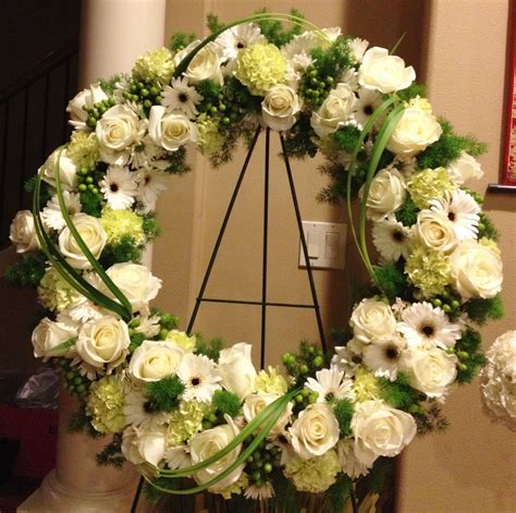 White Funeral Wreath Funeral Flower Arrangements Funeral Flowers