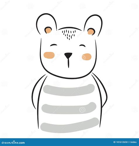 Cute Doodle Bear Illustration Simple Hand Drawn Baby Animal For