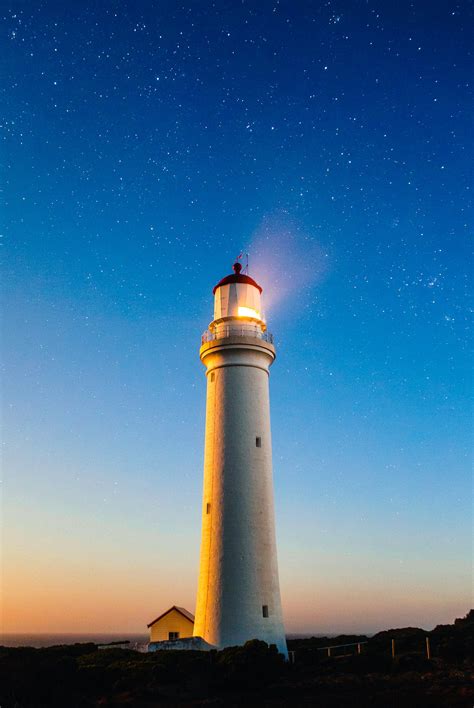 Starry Sky And Beautiful Lighthouse Free Photo Rawpixel