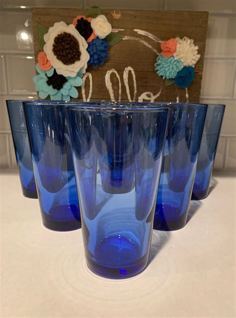 Cobalt Blue Drinking Glasses By Libbey Glass Blue Libbey Drinkware Libbey Cobalt Blue Tablescape
