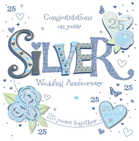 Handmade Silver 25th Wedding Anniversary Greeting Card Cards Love Kates