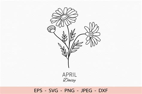 Birth Month Flower April Daisy Svg Illustration Par Greatsvg · Creative