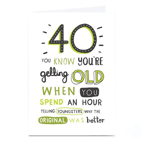 40th birthday messages that are perfect to add to birthday cards. Buy Personalised 40th Birthday Card - You Know You're ...