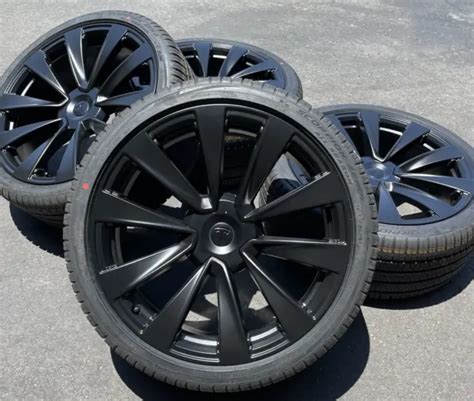 22” Tesla Plaid Model X Satin Black Genuine Wheels Rims Factory Oem