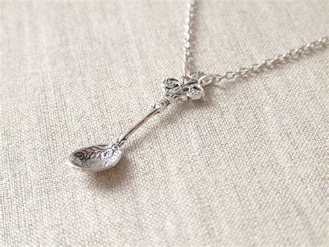 Antique Silver Spoon Necklace Spoon Charm Necklace Silver Etsy