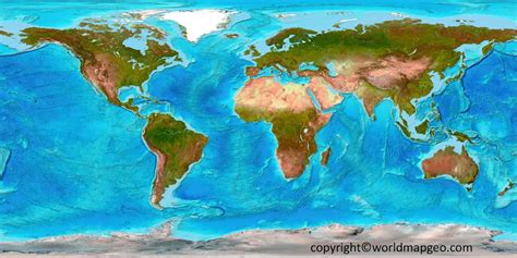 World Topographic Map 3d Colors In Labeled And Interactive