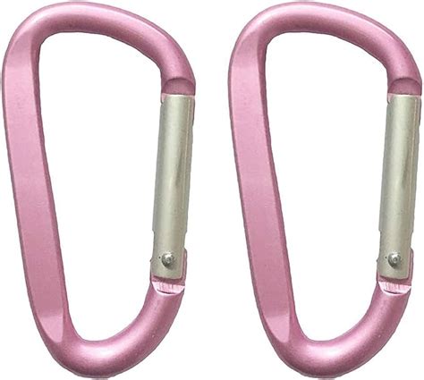 2 Aluminum D Ring Carabiners Clip D Shape Spring Loaded Gate Small