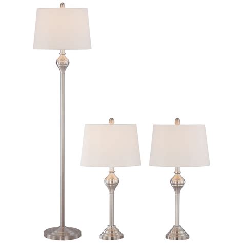 Barnes And Ivy Traditional Table Floor Lamps Set Of 3 Brushed Steel