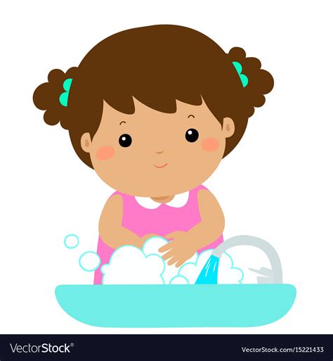 Cute Girl Washing Hands Royalty Free Vector Image
