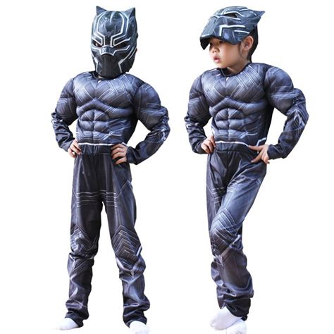 Kids Black Panther Muscle Costume Civil War American Captain 3 Cosplay