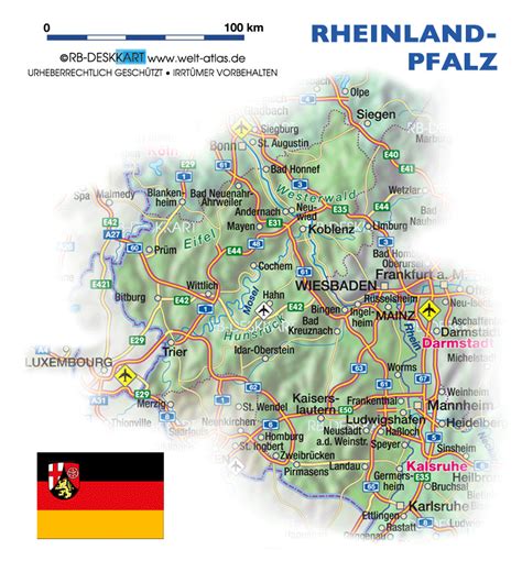 Karte Von Rheinland Pfalz Bundesland Provinz In Deutschland Welt
