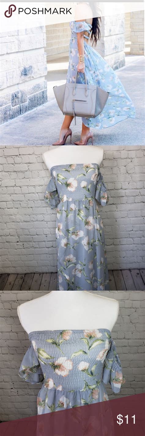 💜3 for 20 blue floral sheer highlow maxi dress maxi dress blue high low maxi dress