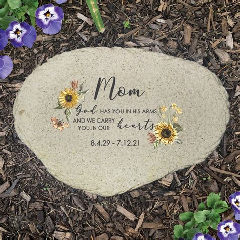Personalized Flat Memorial Garden Stone With Sunflower
