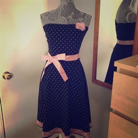 Black And Pink Polka Dot Strapless Dress Dresses Strapless Dress