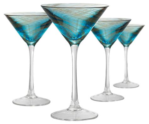 Artland Misty Martini Glass Set Of 4 8 Oz Aqua Martini Glass House Of Turquoise Glassware