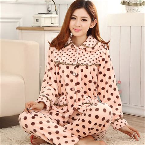 Love New Women Cute Fluffy Coral Velvet Long Sleeve Pajama Sets Warm Winter Sleepwear Fleece