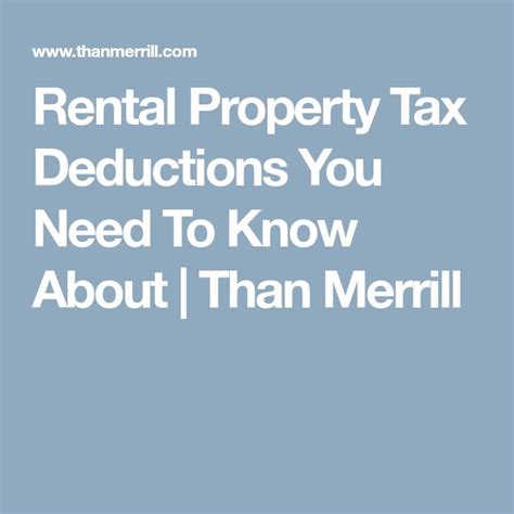 Rental Property Tax Deductions You Need To Know About Than Merrill