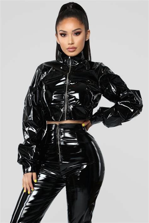 miss behaving pant set black leather outfit leather pants patent leather fashion outfits
