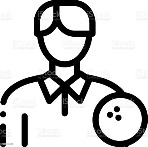 Man Bowling Gamer Icon Vector Outline Illustration Stock Illustration