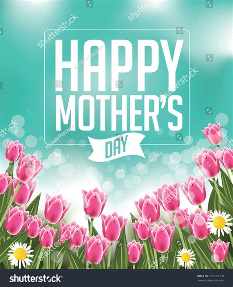Happy Mothers Day Tulips Design Eps Stock Vector Royalty Free