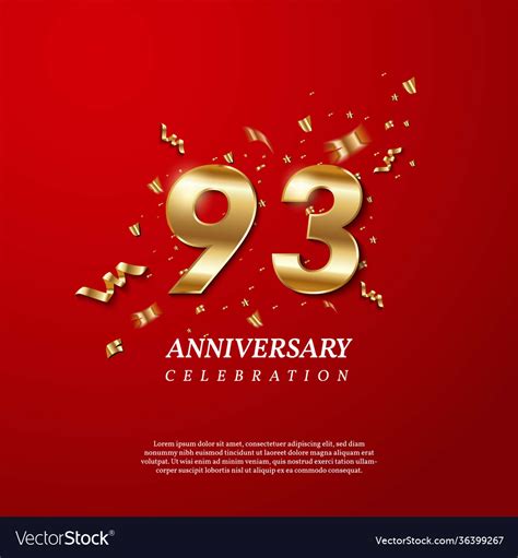 93th Anniversary Celebration Golden Number 93 Vector Image