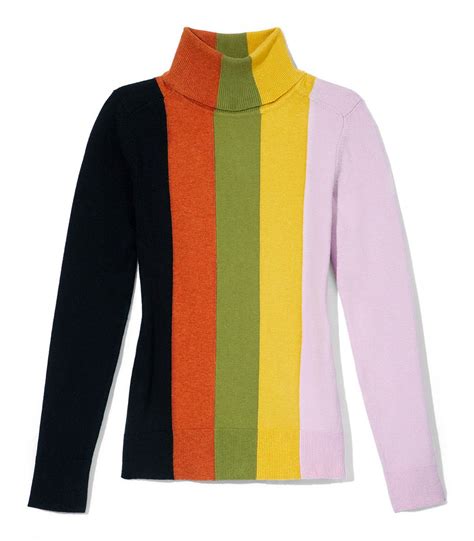 Joostricot Striped Stretch Cotton Blend Turtleneck Sweater In Multi