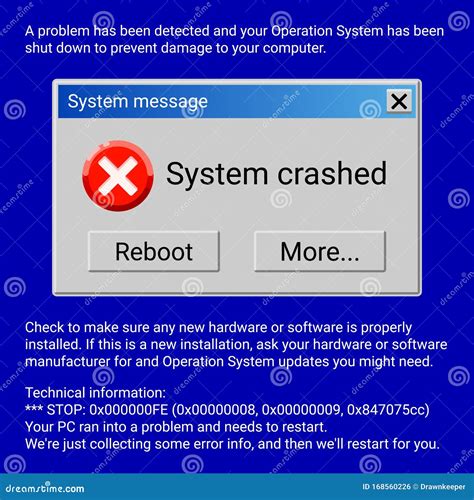 System Crashed Fatal Error Window On Blue Screen Editorial Photo