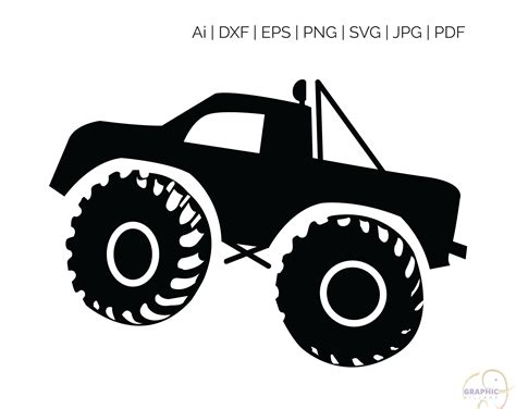 Monster Truck SVG EPS. Vector Clipart Digital Silhouette and | Etsy