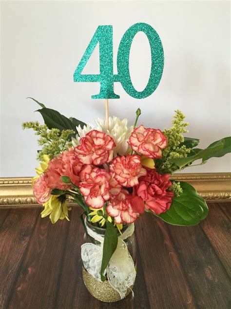 40 Centerpiece Picks Glitter Forty On A Stick 40th Birthday Etsy