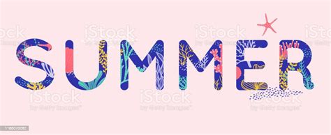 Summer Time Wallpaper Typographical Background With Tropical Plants