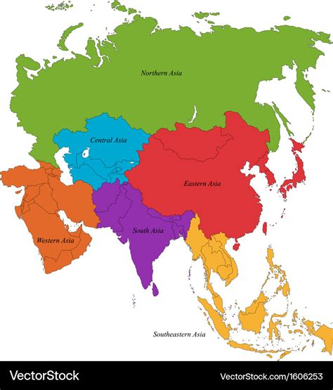 Vector Map Of Asia Continent Political One Stop Map Map