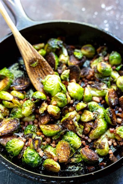 Make the best roasted brussels sprouts with this recipe! Pan Fried Brussel Sprouts With Pancetta - WonkyWonderful