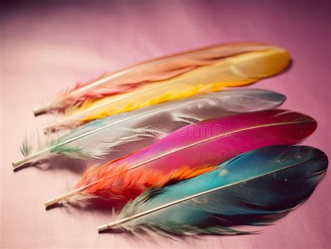 Floating Feathers On Pastel Gradient Background Stock Illustration